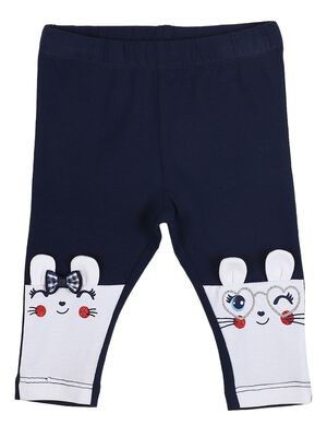 Girls Medium Blue Printed Legging
